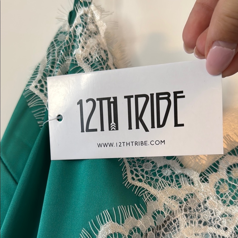 12th Tribe Pacific Blue Satin Midi Dress - Picture 3 of 5